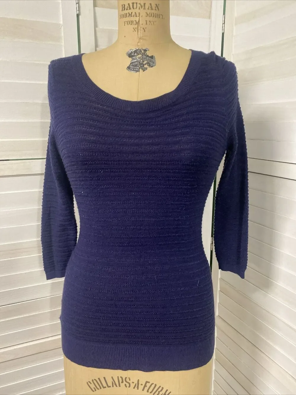 Ann Taylor Loft Petite Women’s Lightweight Sweater Knit L/Sleeve Navy Sz MP Med